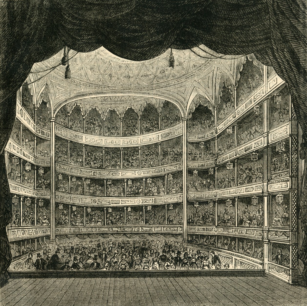 Interiör av Drury Lane Theatre, 1804, 1881. av Unbekannt