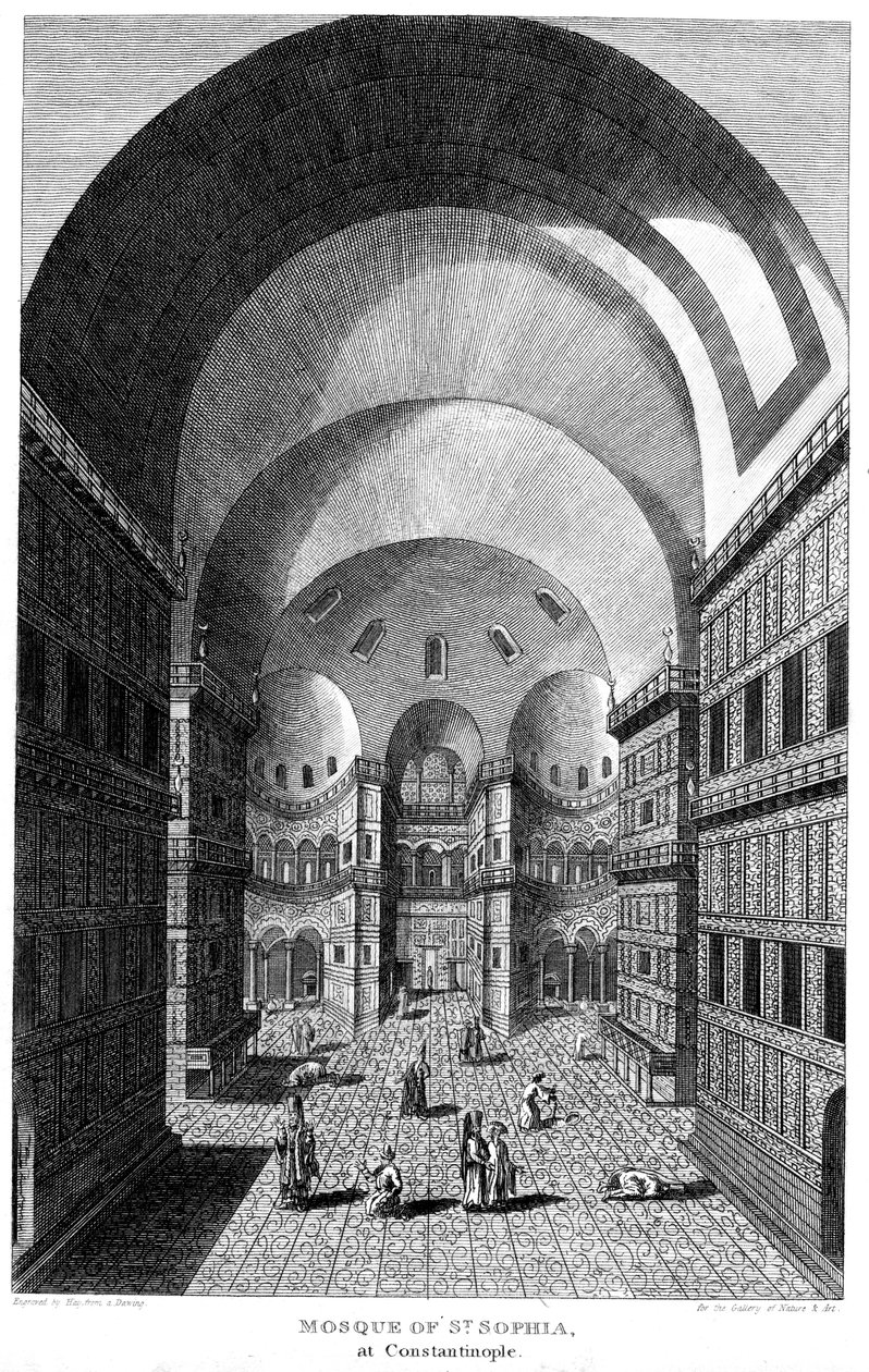 Interiör av Hagia Sofia, Konstantinopel, gravyr, 1815 av Unbekannt