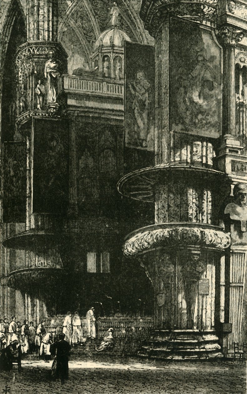 Milanos katedrals interiör, 1890. av Unbekannt