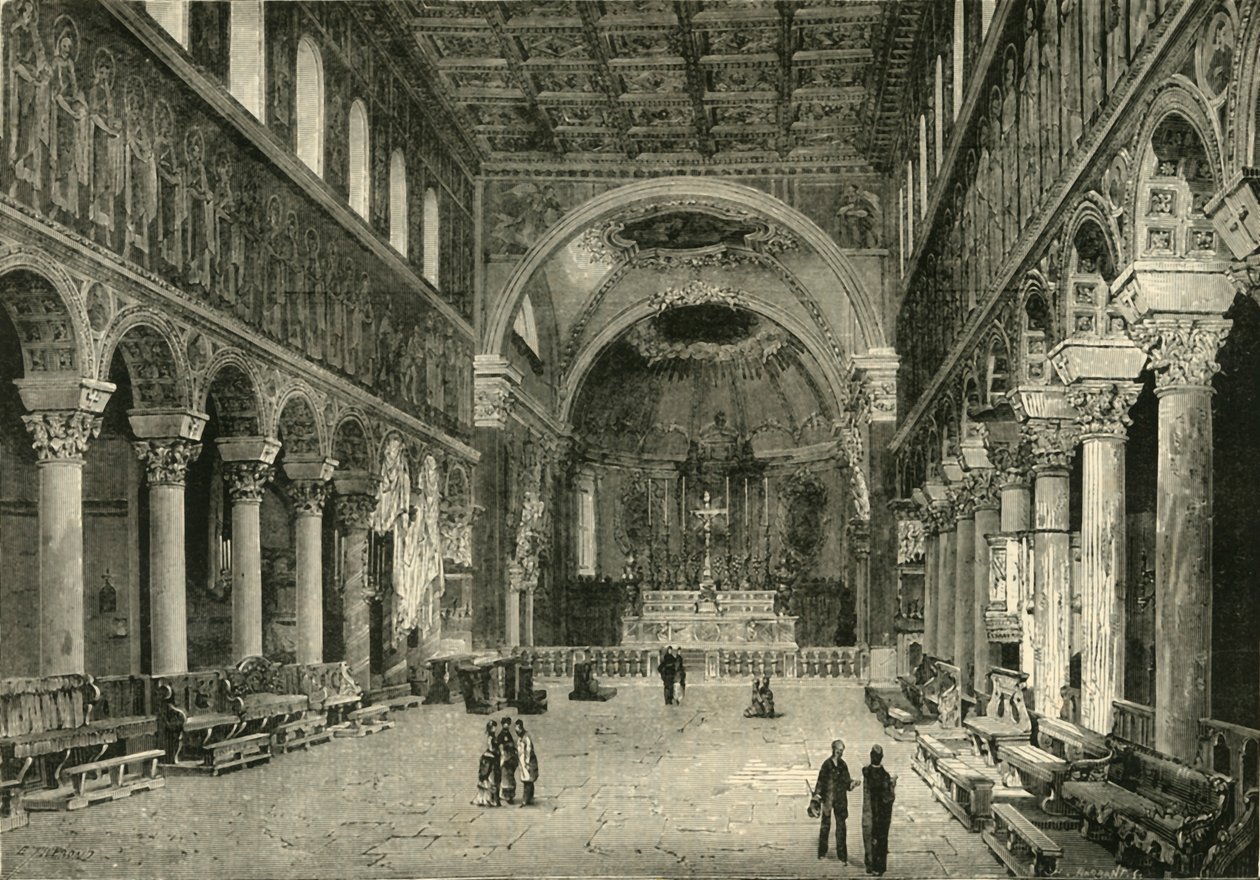 Interiör av San Apollinare Nuovo, Ravenna, 1890. av Unbekannt
