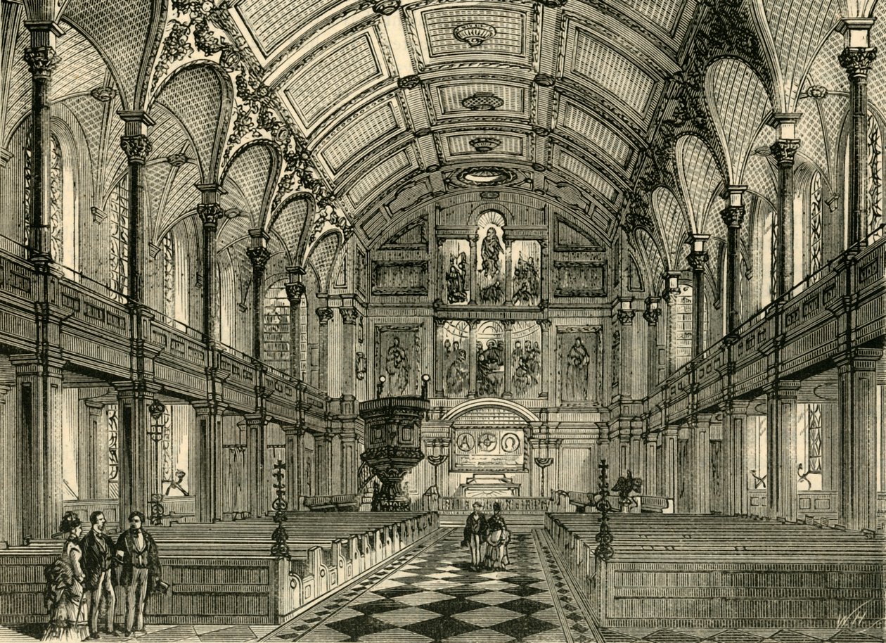 Interiör av St. Andrews Church, c1872. av Unbekannt