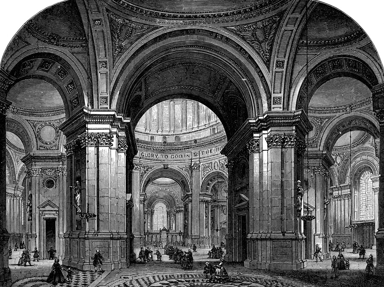 Interiör av St Pauls Cathedral, London, andra design, 1600-talet 1882 av Unbekannt