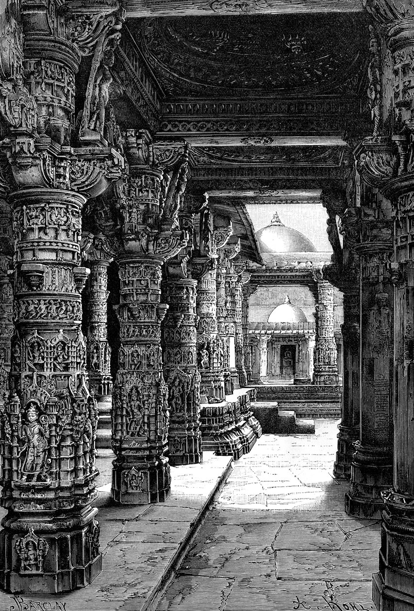 Interiör av ett Jaina-tempel, Mount Abu, Rajasthan, Indien, 1895 av Unbekannt