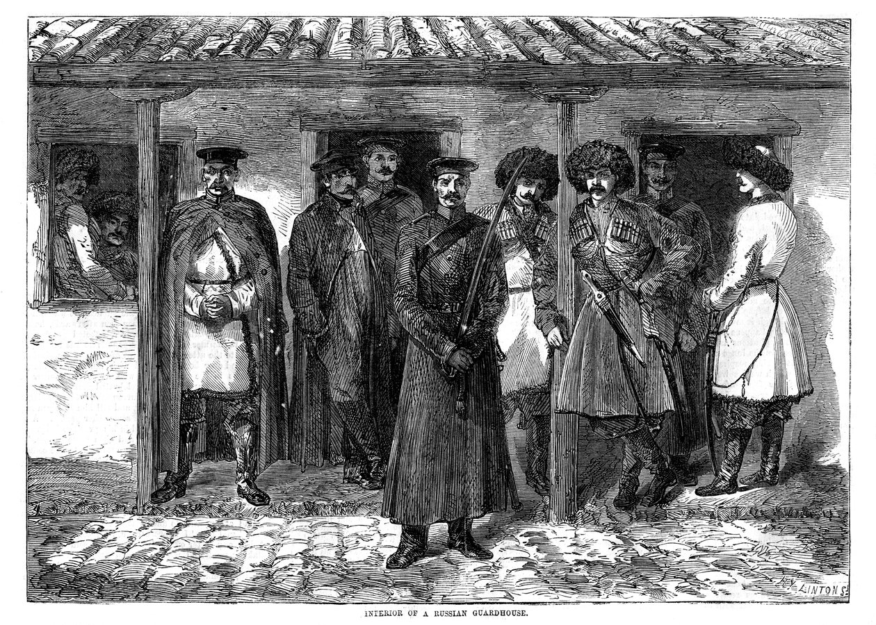 Interiör av ett ryskt vakthus, Krimkriget, 1855 av Unbekannt