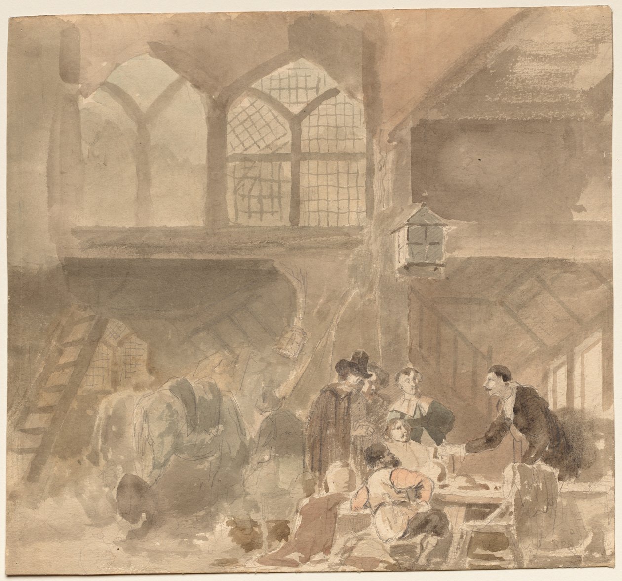 Interiör av ett värdshus, 1800-tal. av Unbekannt