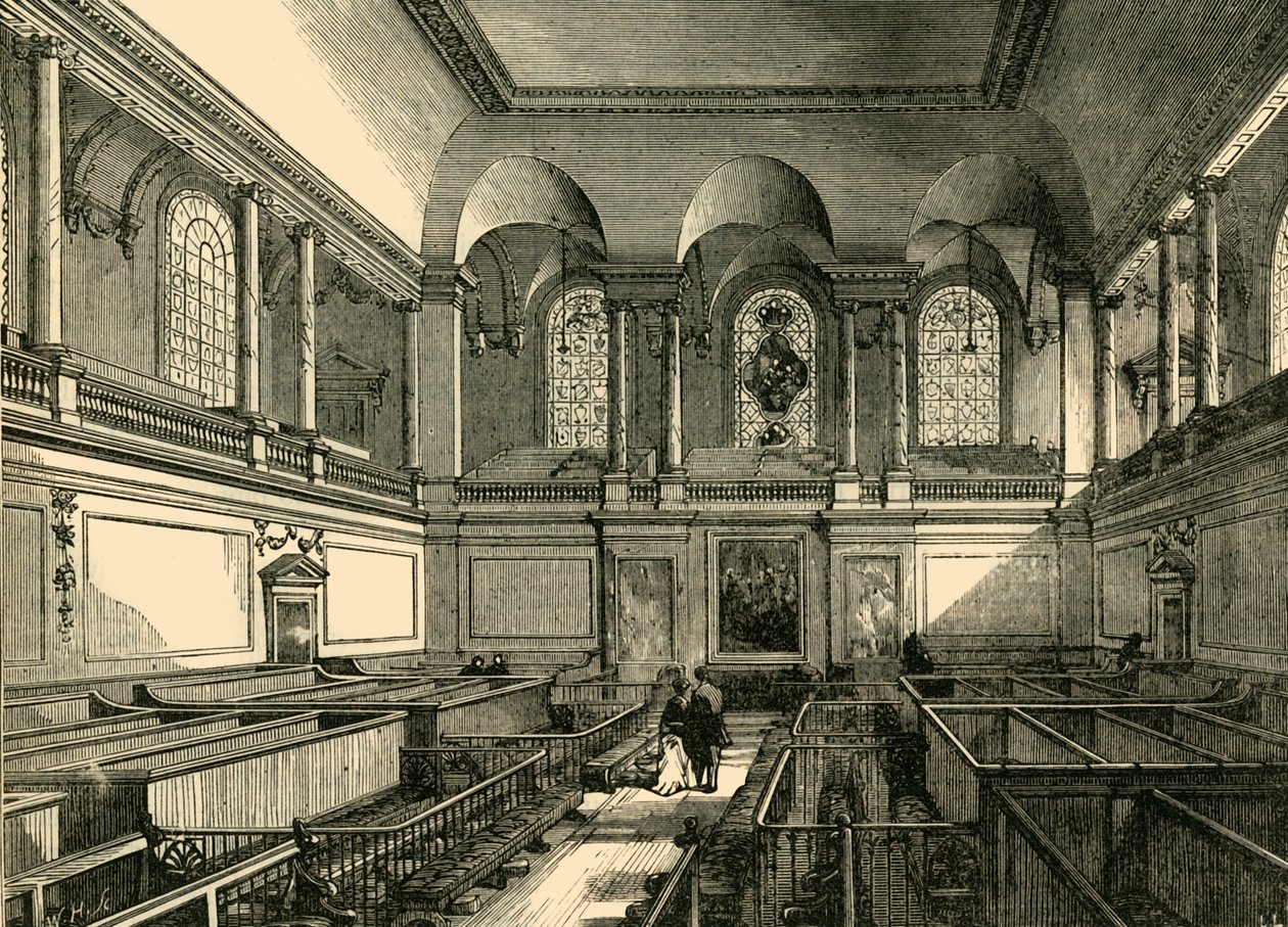 Interiör av kapellet på Foundling Hospital, c1876. av Unbekannt