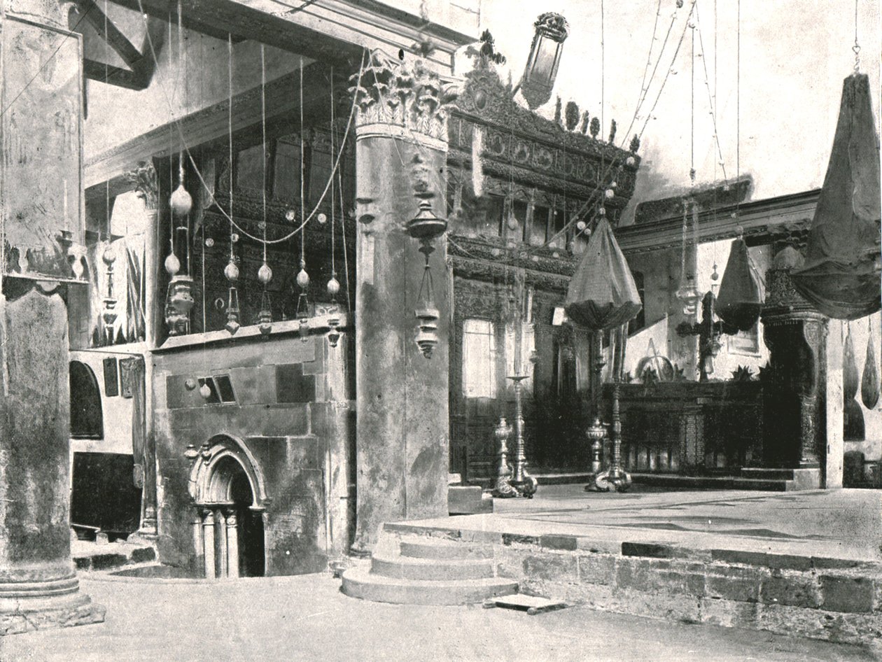 Interiör av Födelsekyrkan, Betlehem, Palestina, 1895. av Unbekannt
