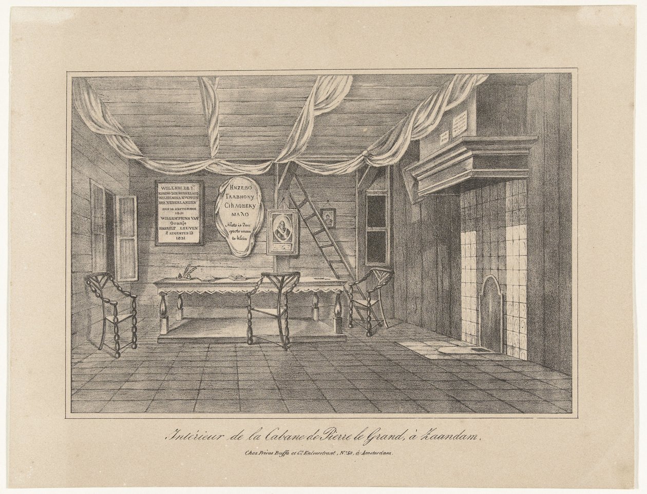 Interiör av tsar Peters hus i Zaandam, 1697, mitten av 1800-talet av Unbekannt