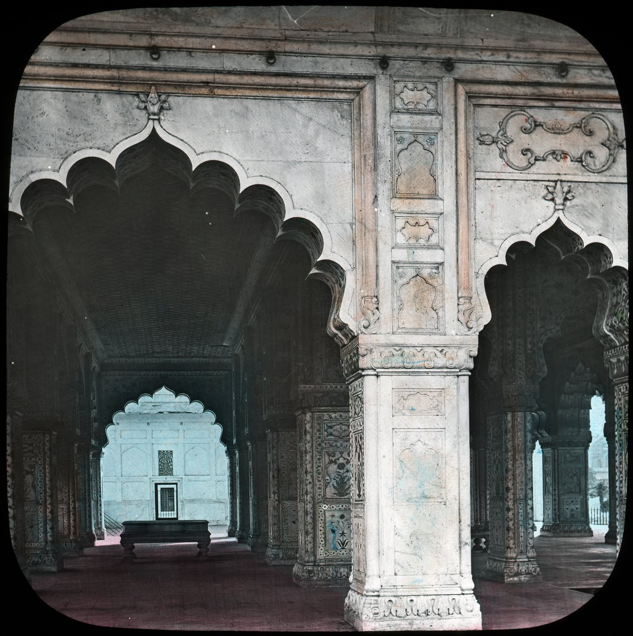 Interiör av Diwan-i-Khas, Röda fortet, Delhi, Indien, sent 1800- eller tidigt 1900-tal av Unbekannt