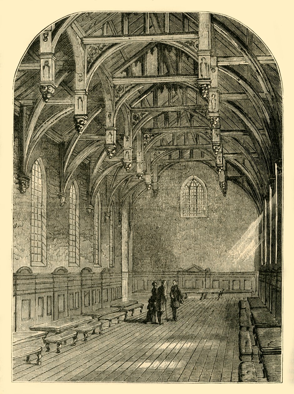Interiör av den stora salen, Lambeth Palace, 1800, c1878. av Unbekannt