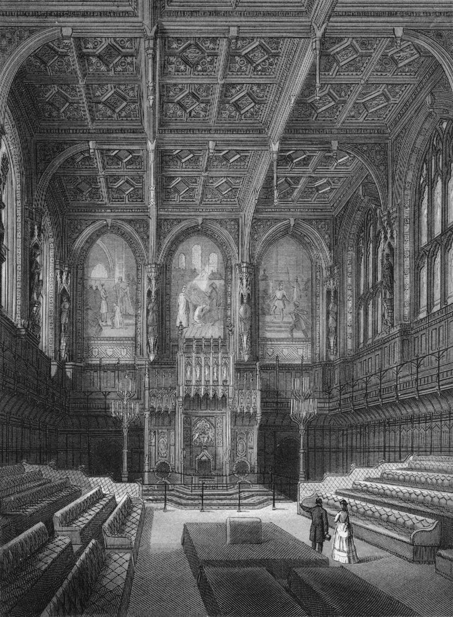 Interiör av House of Lords, Palace of Westminster, London c1878 1878 av Unbekannt
