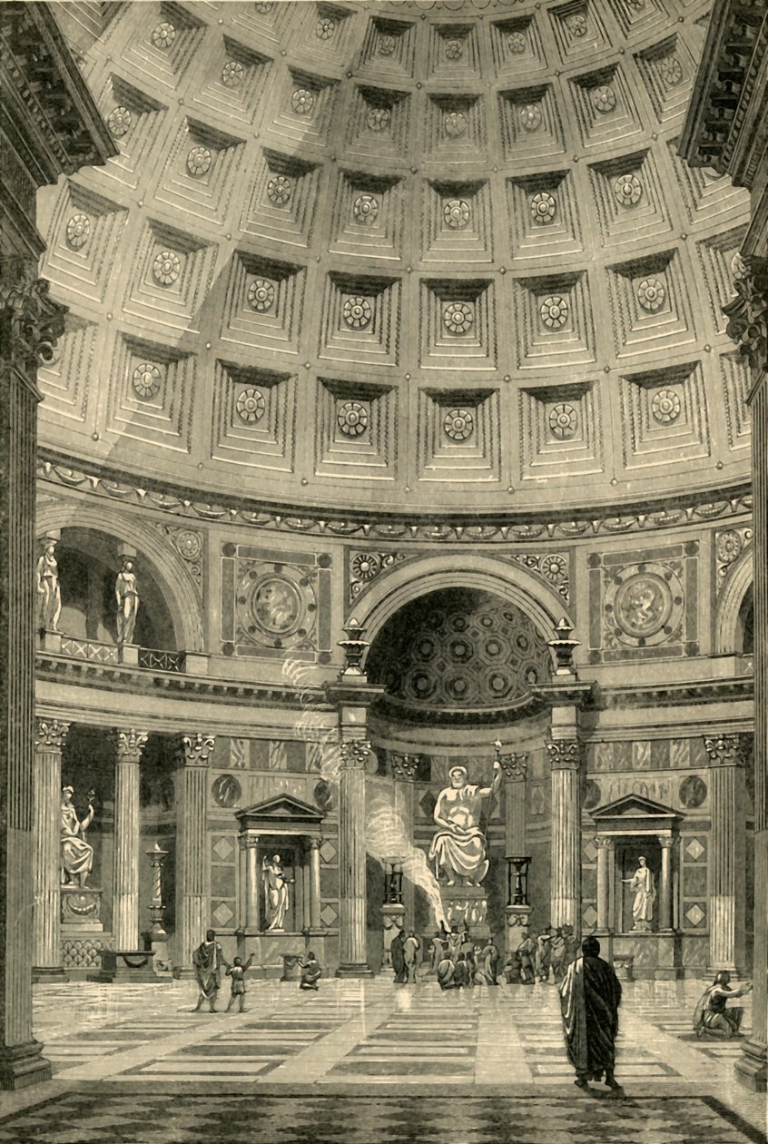 Interiören av Pantheon i Rom restaurerad, 1890. av Unbekannt