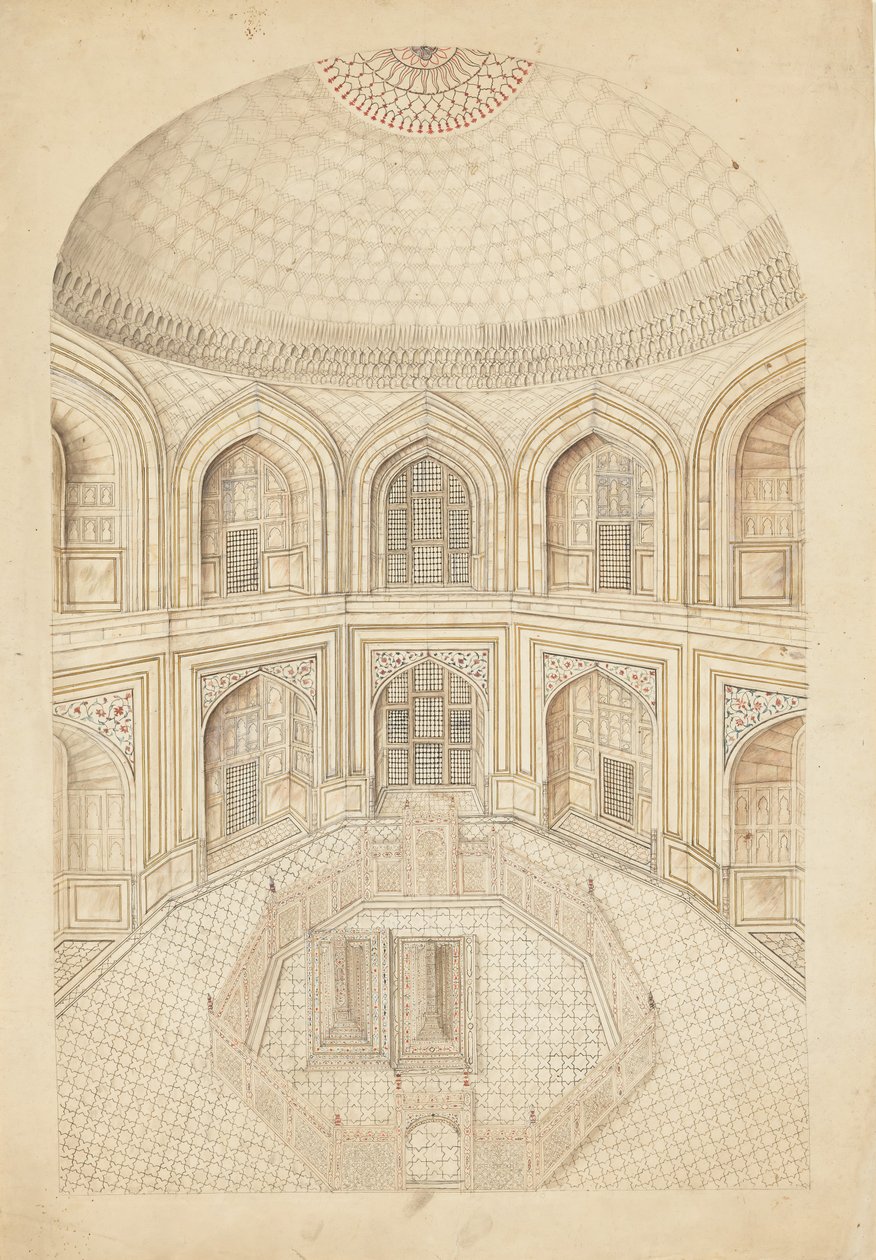 Interiör av Taj Mahal-mausoleet, tidigt 1800-tal. av Unbekannt