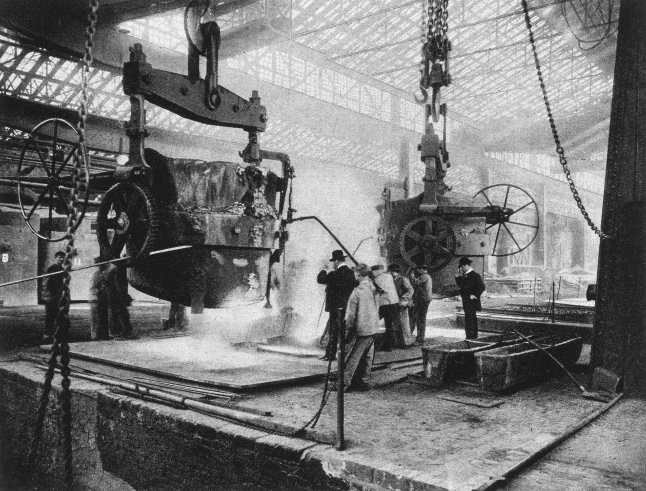 Interiörvy, Krupp verk, Essen, Ruhr, Tyskland, första världskriget, 1917 av Unbekannt