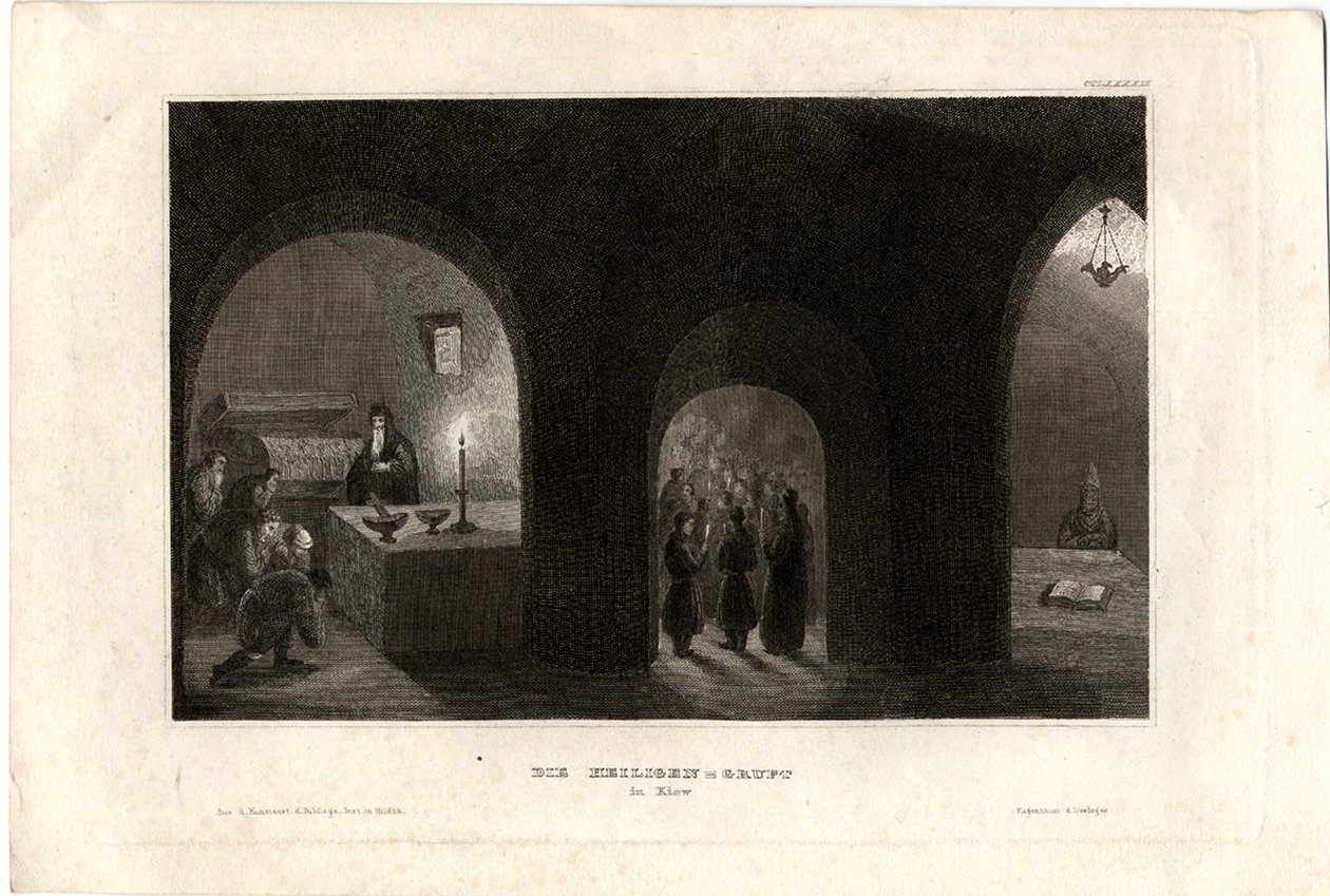 Interiörvy av den heliga graven i Kievs grottkloster, 1850 av Unbekannt