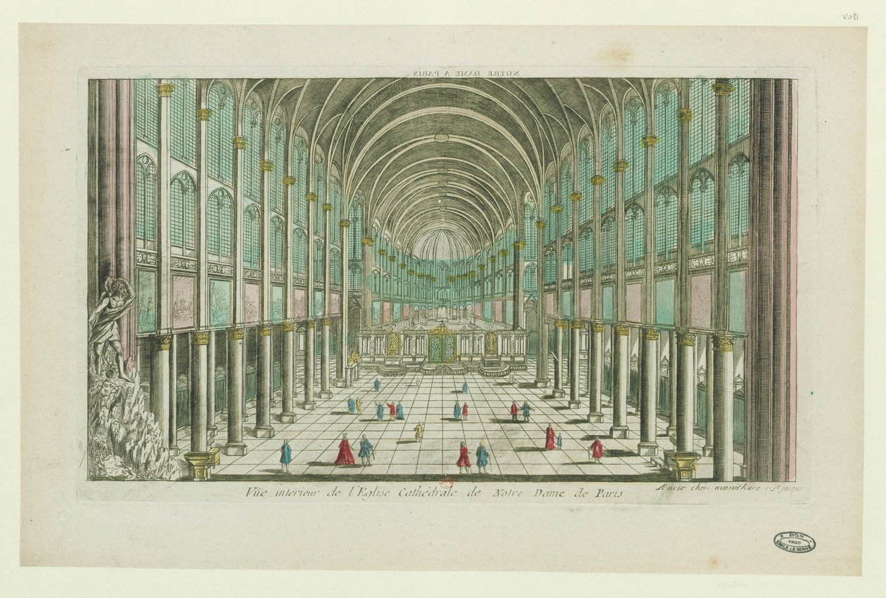 Interiörvy av katedralen Notre-Dame de Paris, ca 1770. av Unbekannt