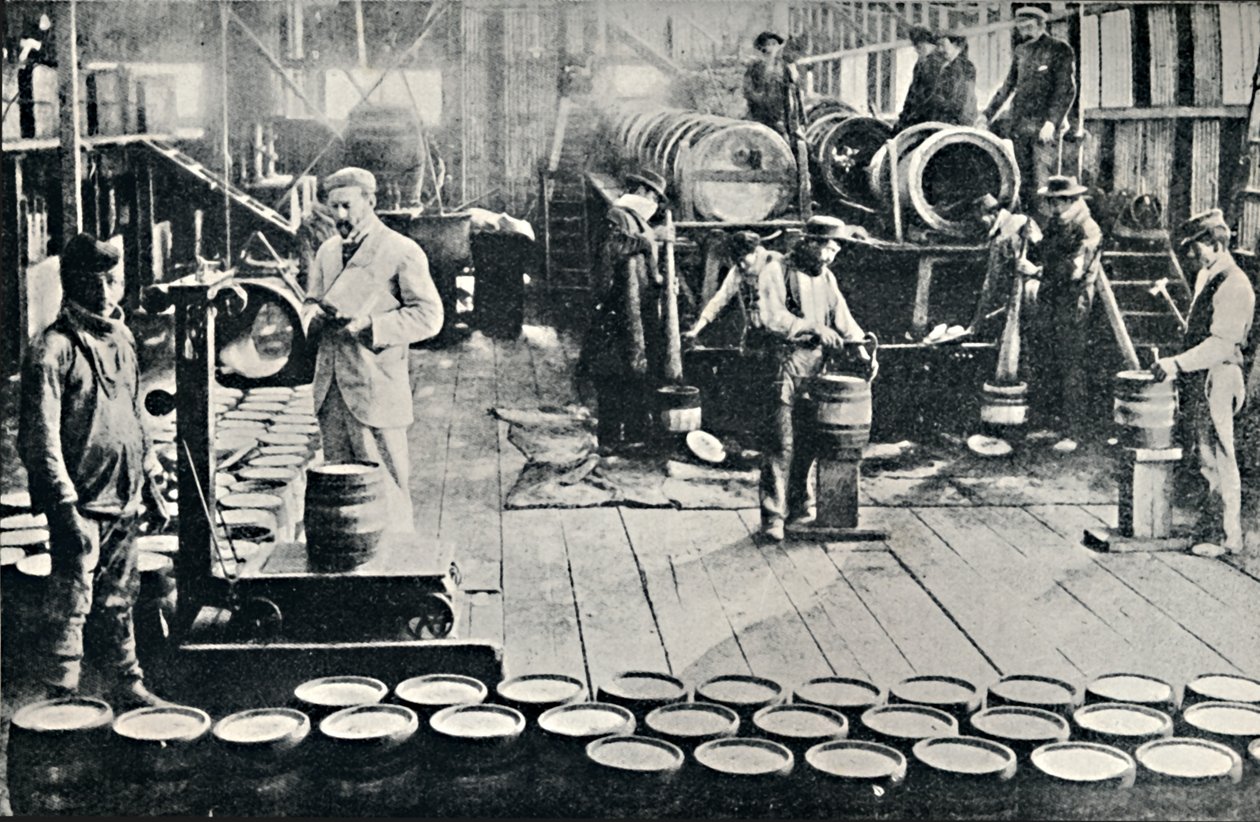 Jod förbereds för transport i Salitreras i Tarapaca, 1911 av Unbekannt