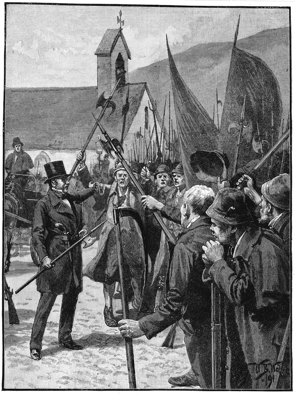 Irländska nationalister vid Mullinahone hyllade William Smith OBrien som sin ledare, juli 1848 av Unbekannt