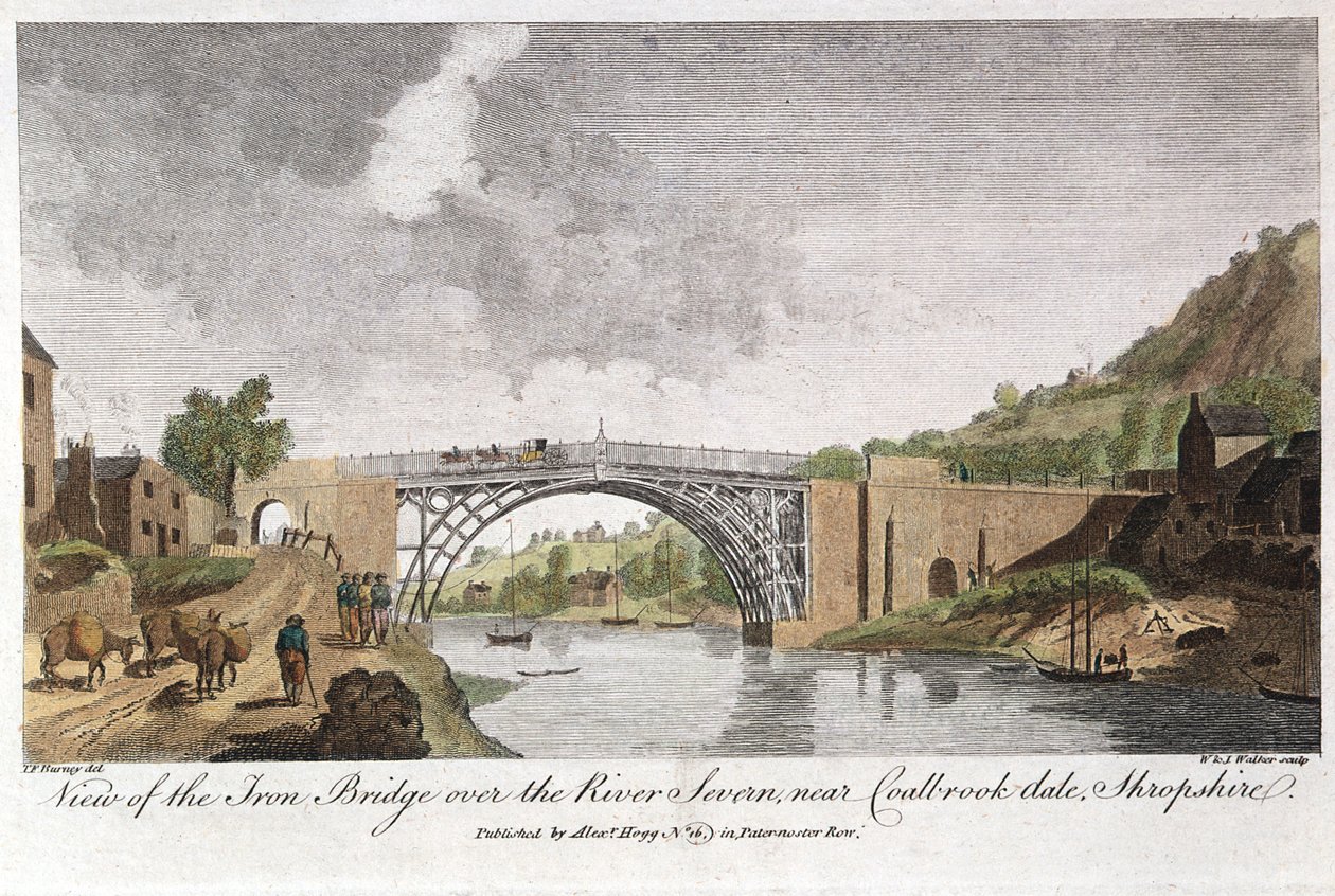 Järnbron över Severn vid Ironbridge, Coalbrookdale, England, byggd 1779 av Unbekannt