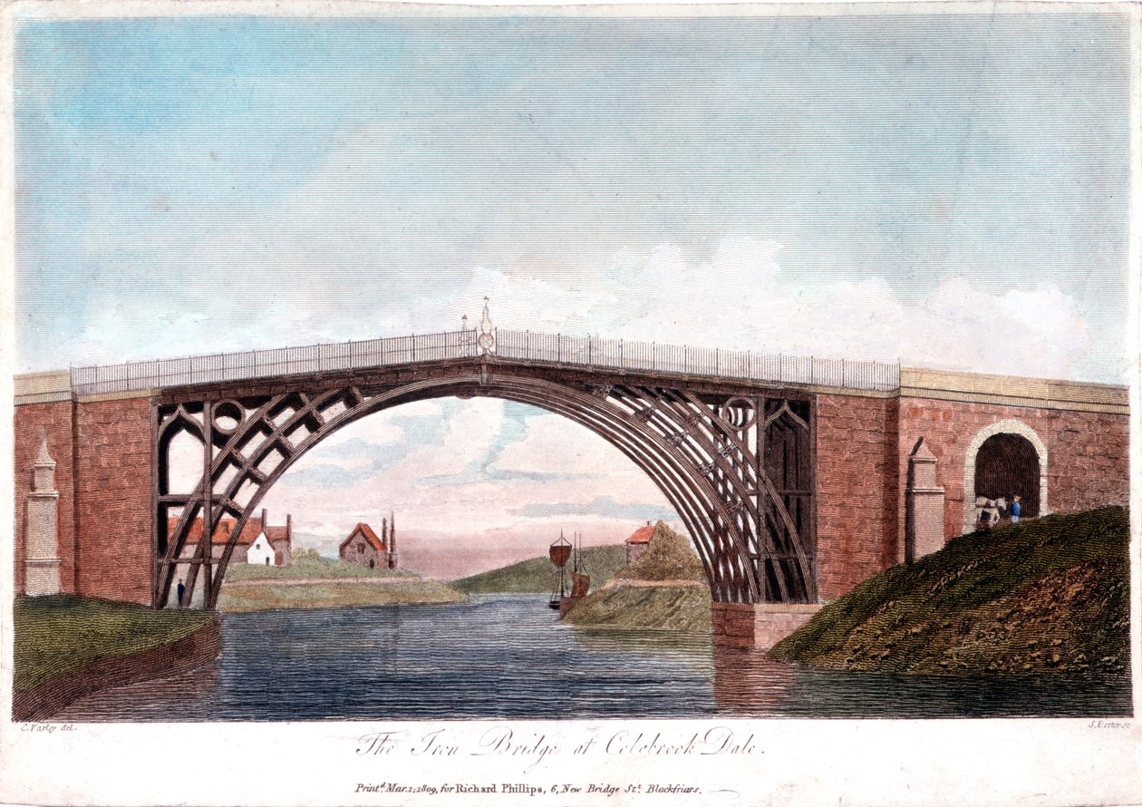 Järnbron över Severn vid Ironbridge, Coalbrookdale, England, byggd 1779 1809 av Unbekannt
