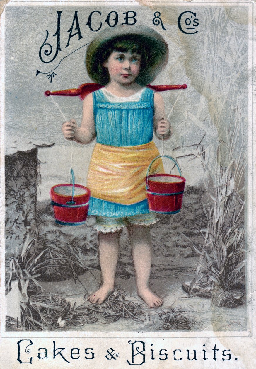 Jacob och Cos. Kakor och kex, 1900-c1920-talet. Reklamvykort av Unbekannt