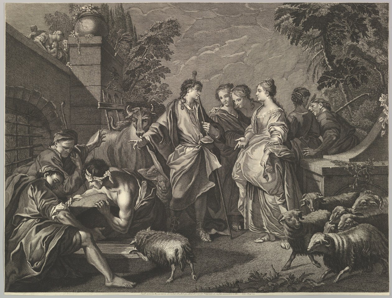 Jakob anländer till Mesopotamien, 1700-talet. av Unbekannt
