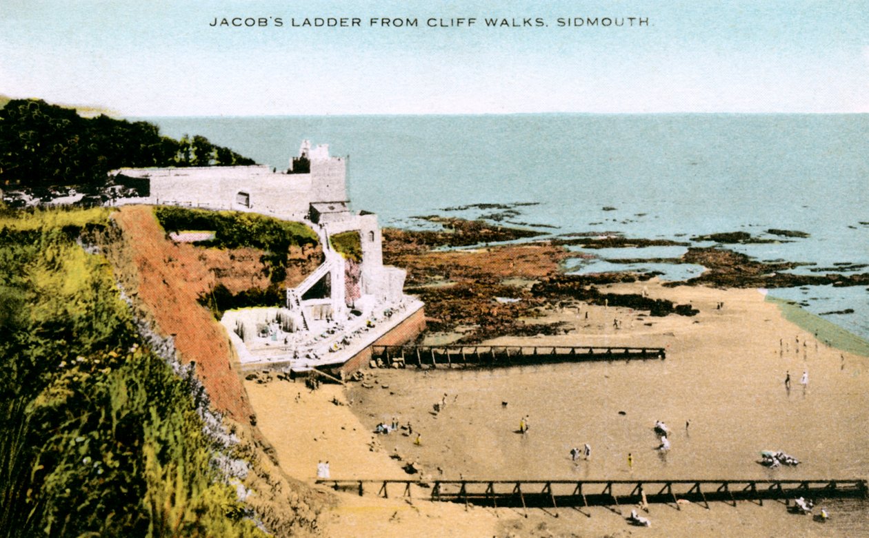 Jacobs Ladder, sett från Cliff Walks, Sidmouth, Devon, tidigt 1900-tal av Unbekannt