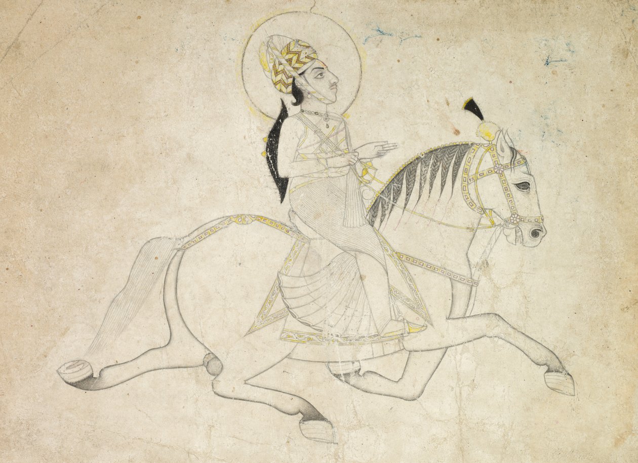 Jai Singh III av Jaipur r. 1818-1835 Ridning, ca. 1820. av Unbekannt