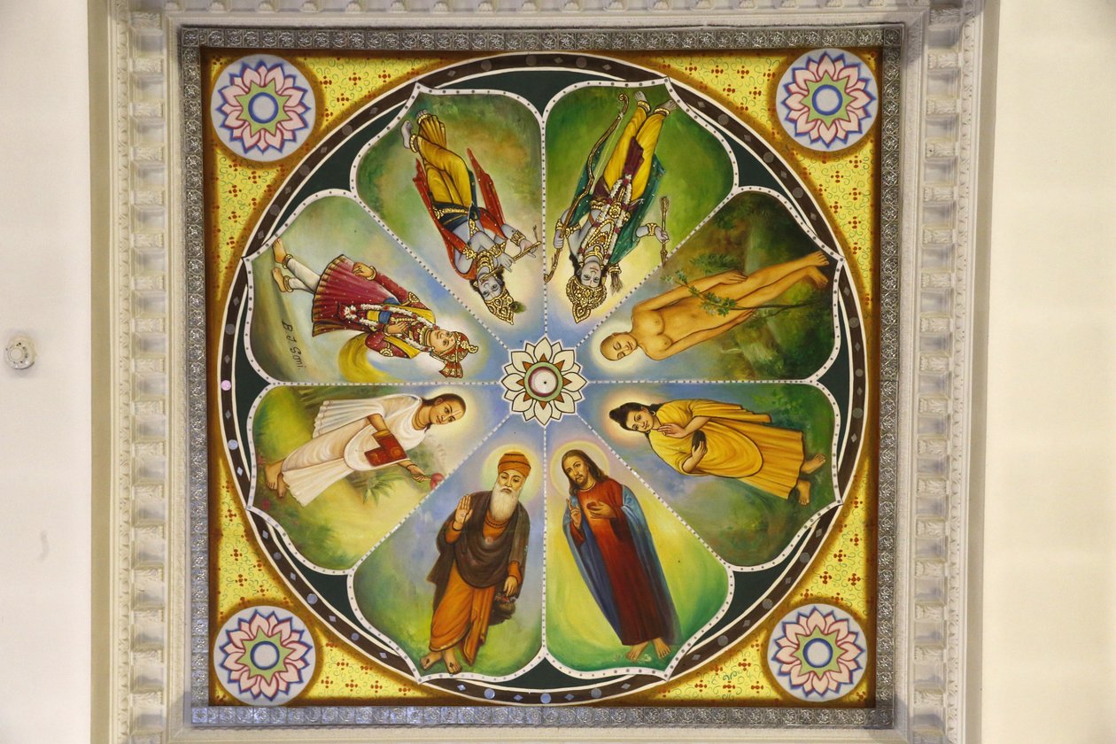 Jalaram Prathana Hindu Temple, Leicester. Takkonstverk. Gudar (inklusive Jesus Kristus). Storbritannien av Unbekannt