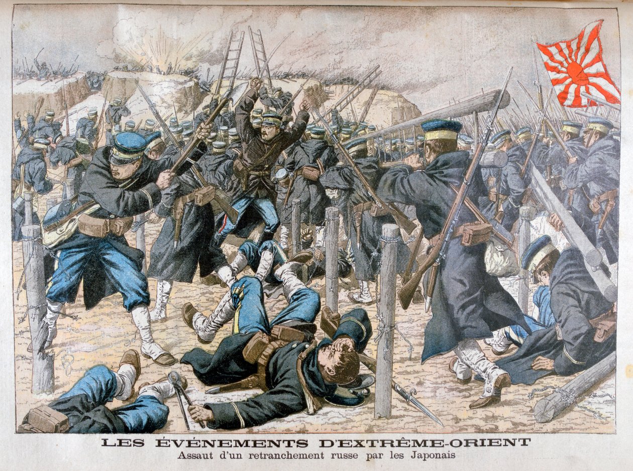 Japansk attack mot en rysk förskansning, rysk-japanska kriget, 1904 av Unbekannt