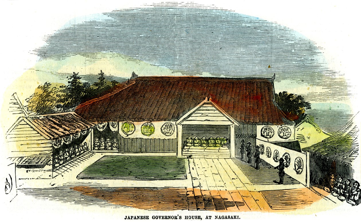 Japanska guvernörshuset i Nagasaki, Japan, 1855 av Unbekannt