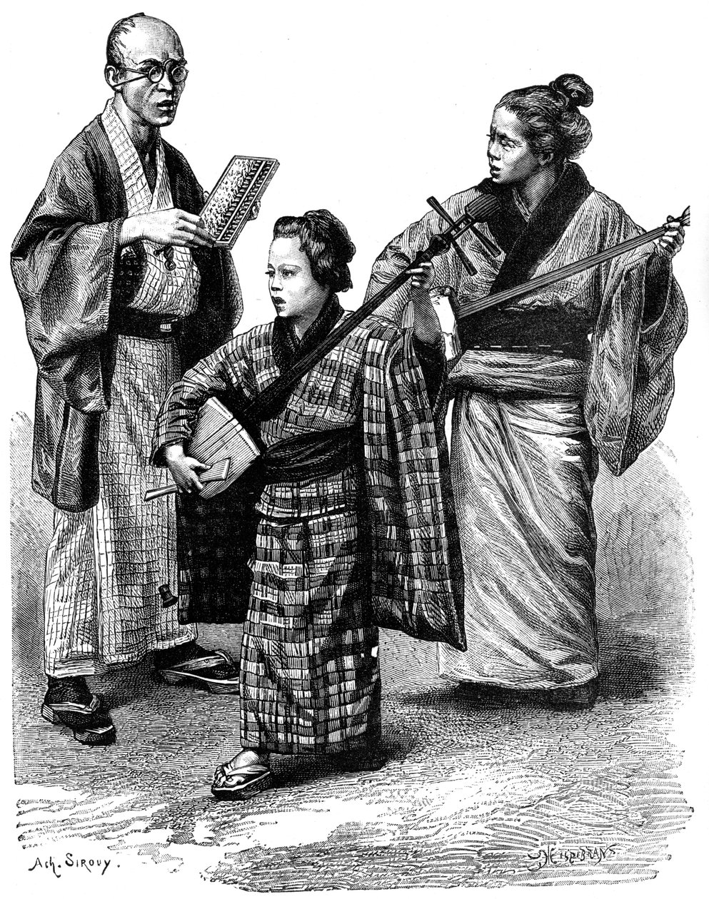 Japanska musiker och en återförsäljare, 1895 av Unbekannt