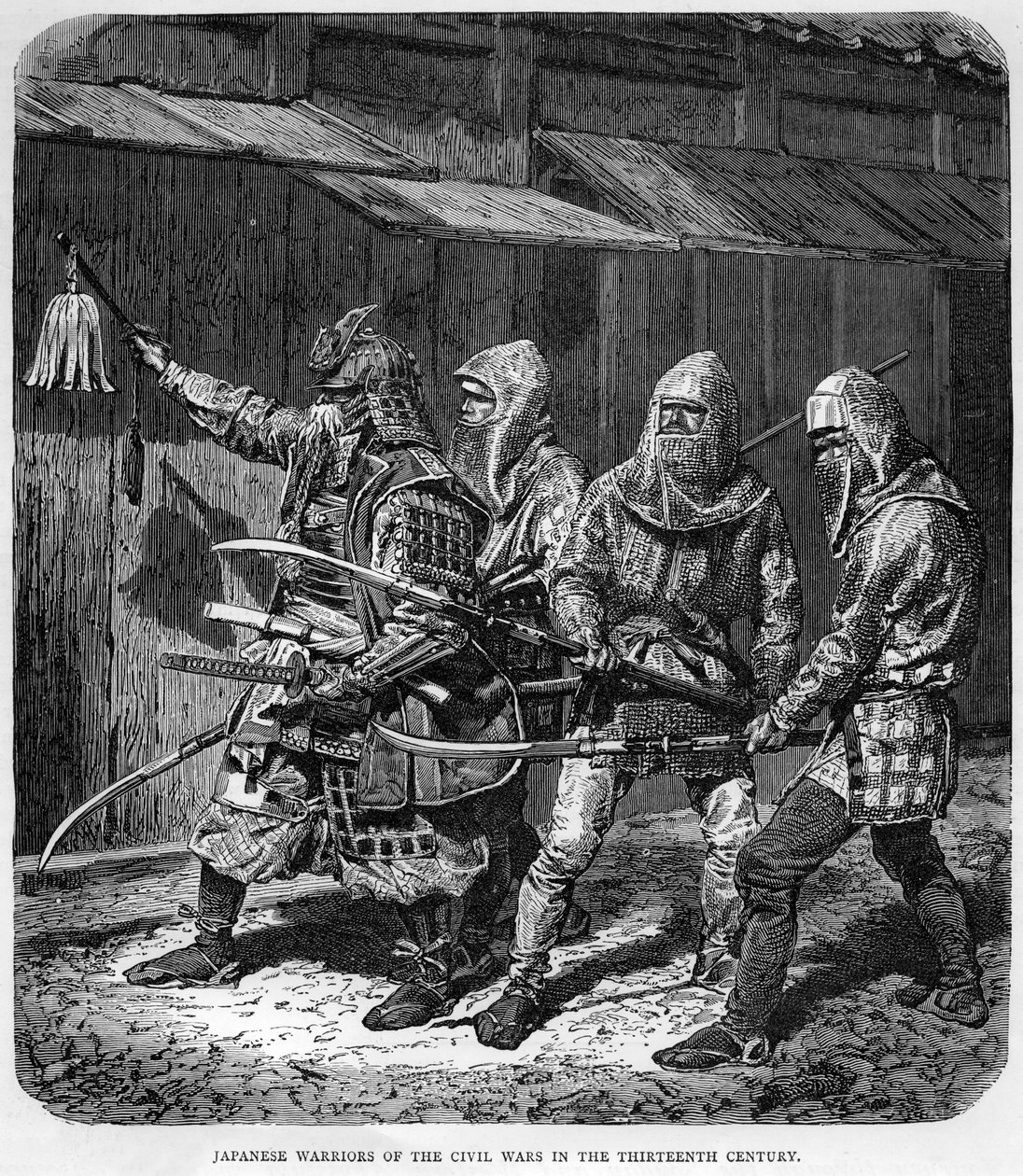 Japanska krigare från inbördeskrigen på 1200-talet, c1875 av Unbekannt