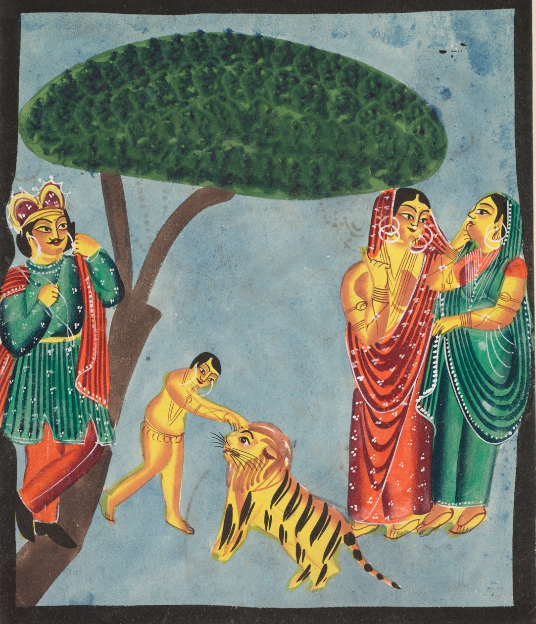 Jatayu Rama mytiska fågel hindrar Ravanas vagn, försöker förhindra bortförande av Sita, 1800-talet. av Unbekannt