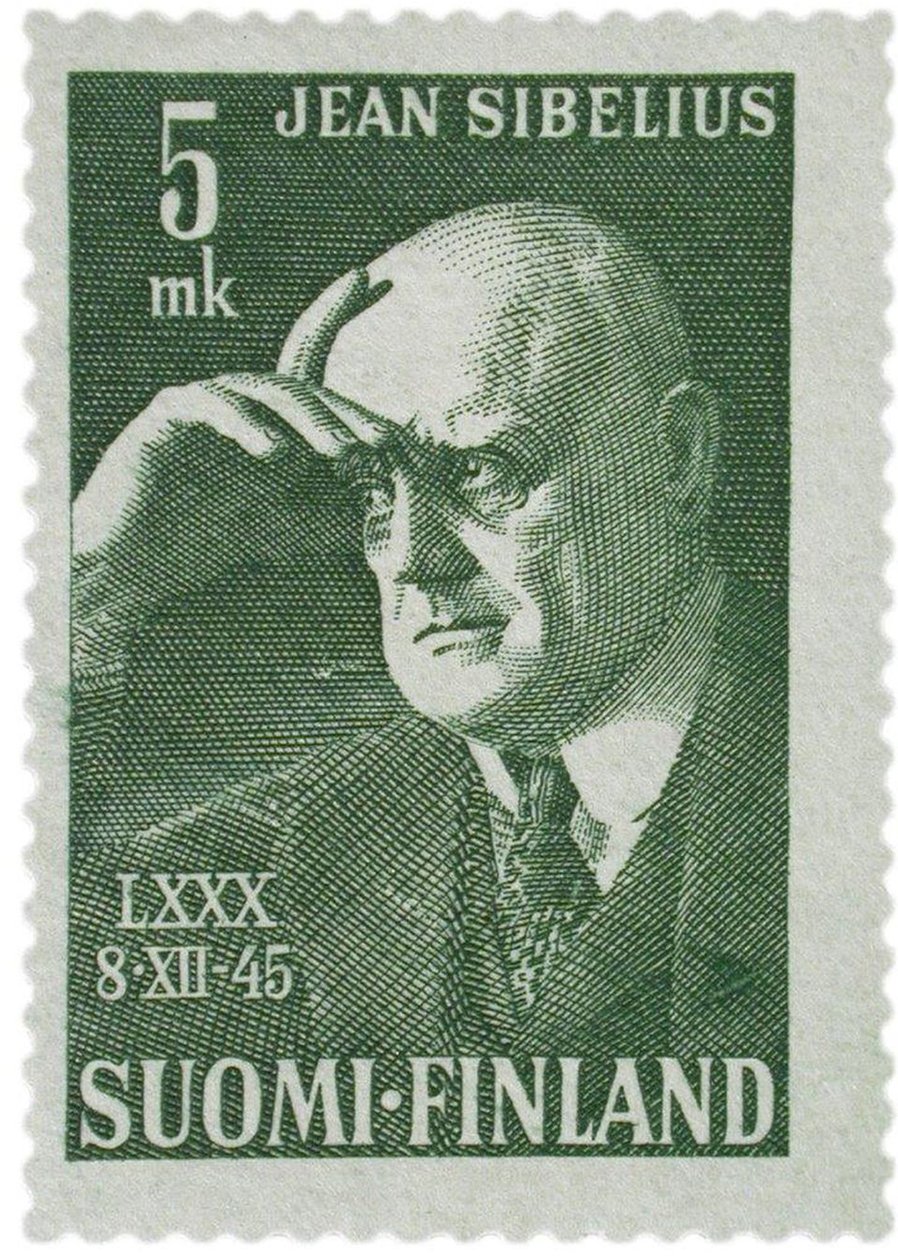 Jean Sibelius frimärke, 1945 av Unbekannt
