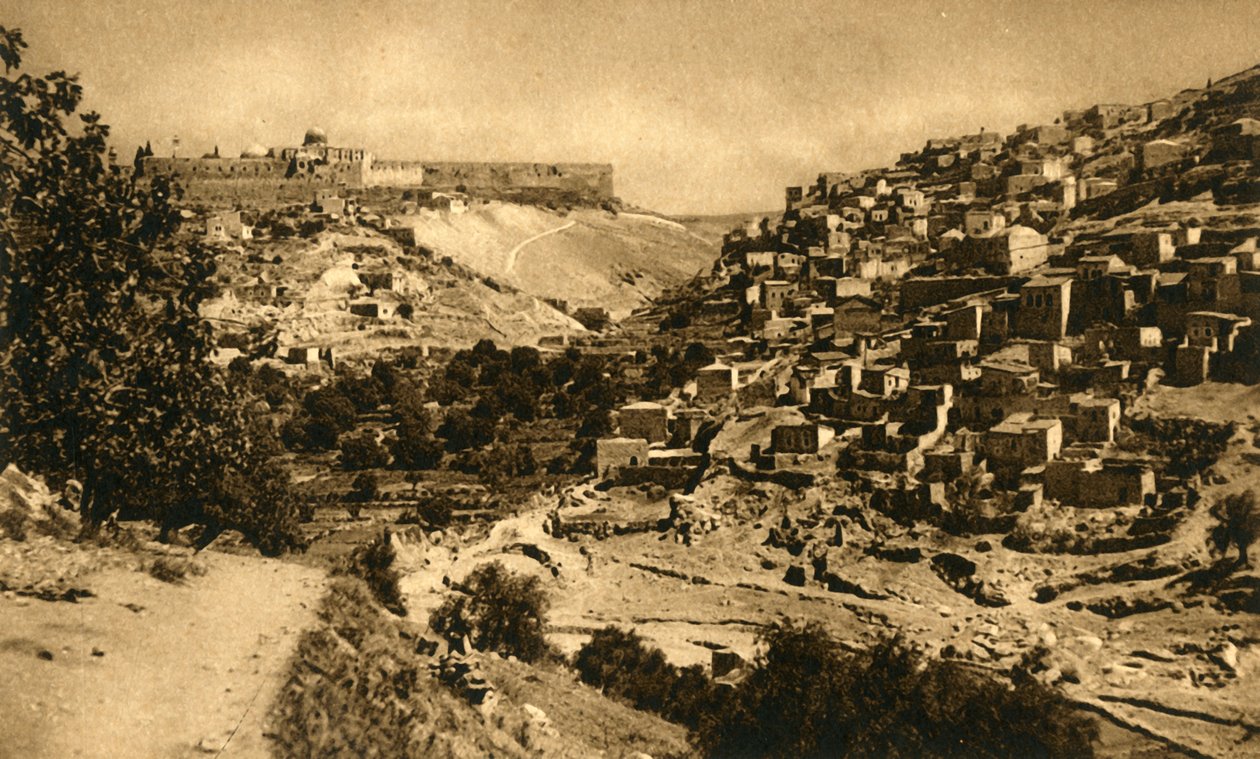 Jerusalem - Kidrondalen, Siloam och stadsmuren, c1918-c1939. av Unbekannt