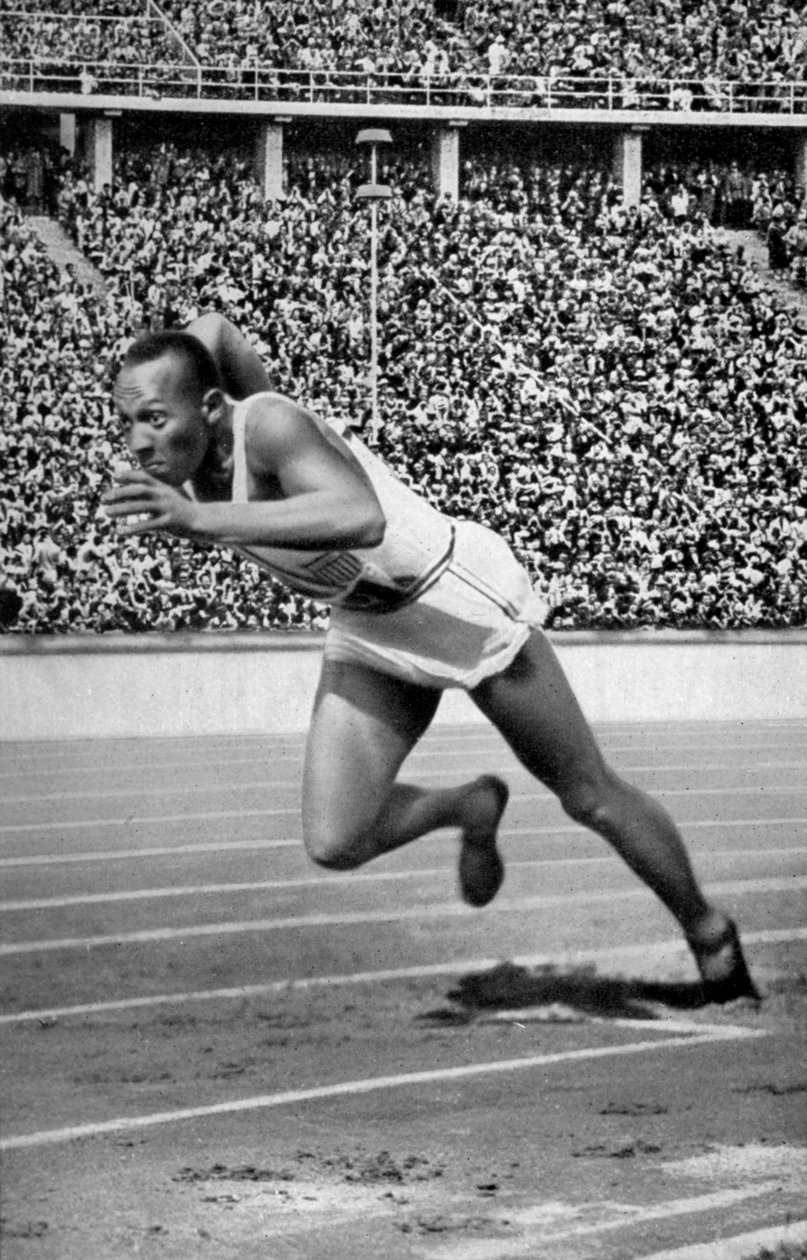 Jesse Owens i början av 200 meter vid de olympiska spelen i Berlin 1936 av Unbekannt