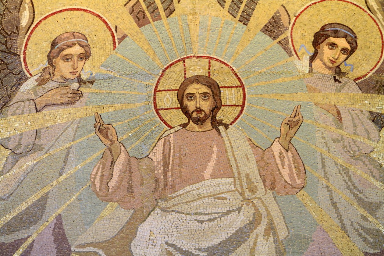 Jesus Kristus. Frälsarens kyrka på utspillt blod eller Uppståndelsens kyrka, Sankt Petersburg, Ryssland av Unbekannt