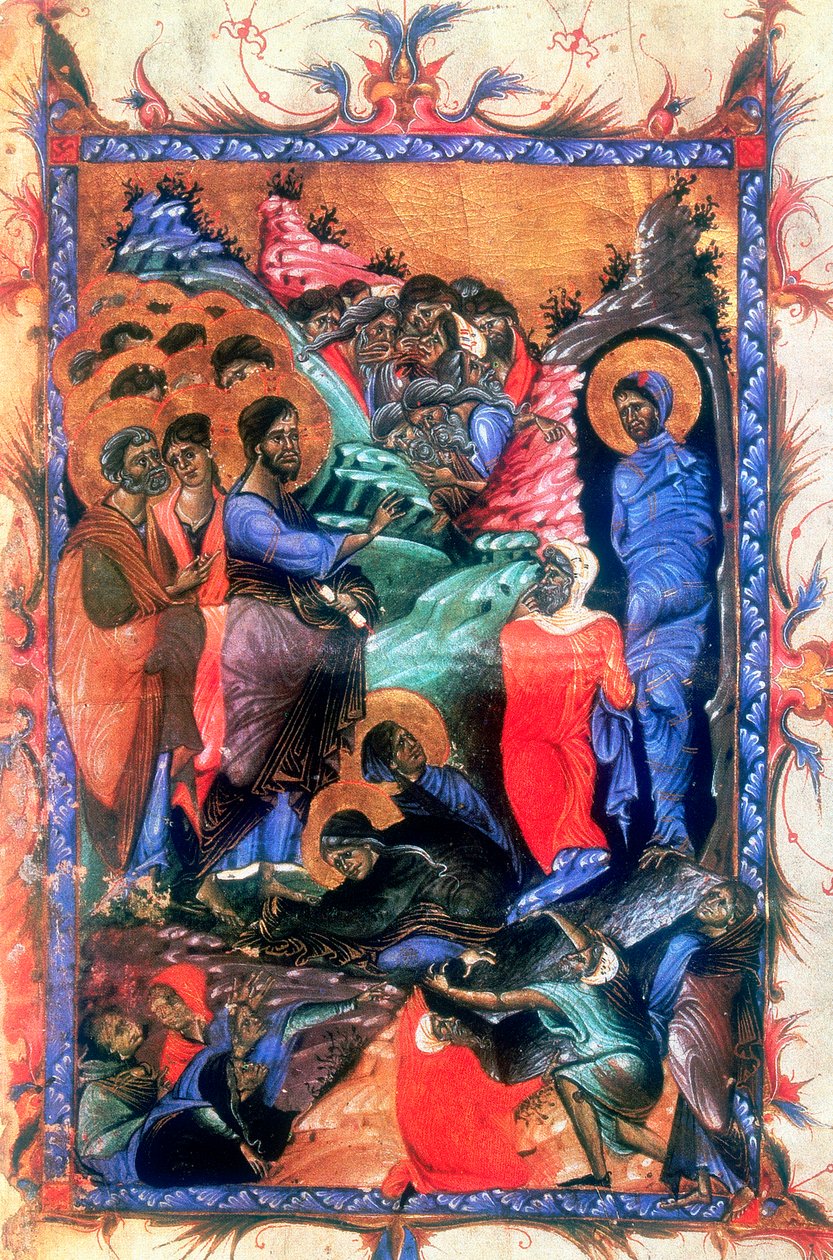 Jesus väcker Lasarus efter fyra dagar, c1280 av Unbekannt