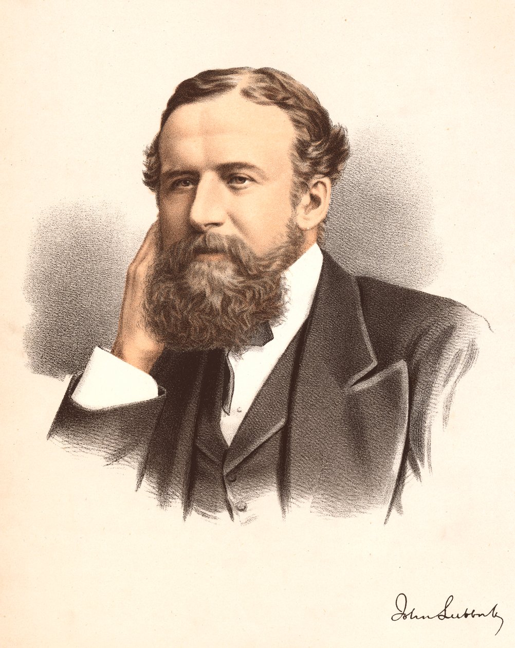 John Lubbock, förste baron Avebury, engelsk bankir, arkeolog, naturforskare och politiker, c1880 av Unbekannt