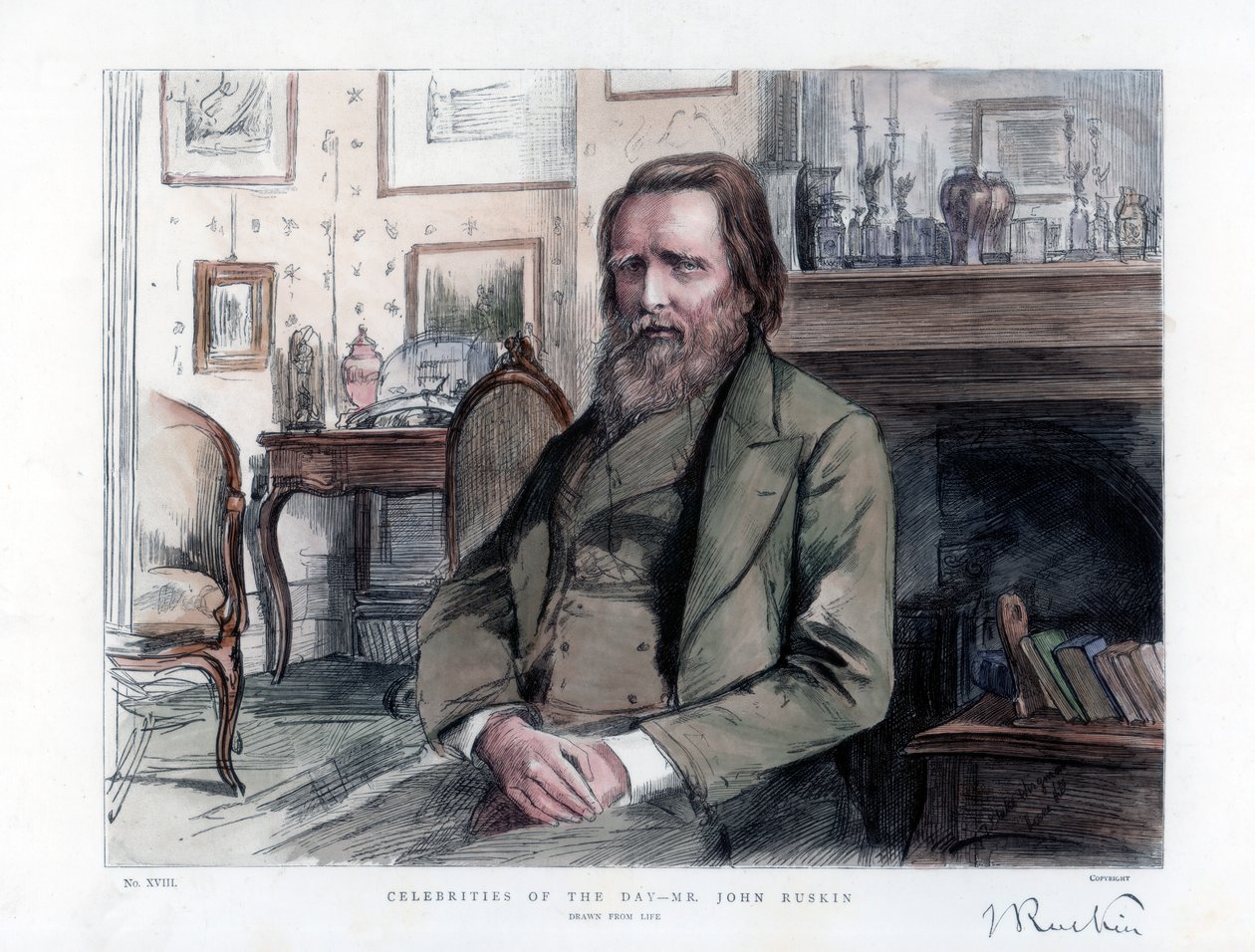 John Ruskin 1819-1900, engelsk kritiker, författare, poet och konstnär, 1886 av Unbekannt