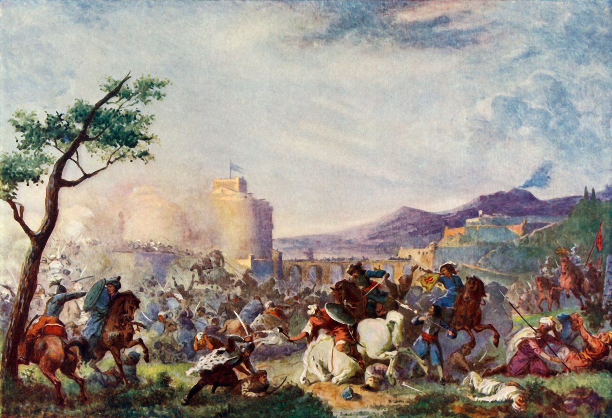 John Sobieski vid reliefen i Wien, 1683, c1915. av Unbekannt