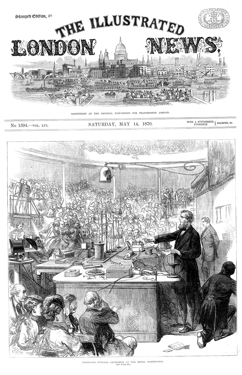 John Tyndall föreläser om elektromagnetism vid Royal Institution, London. maj 1870 av Unbekannt
