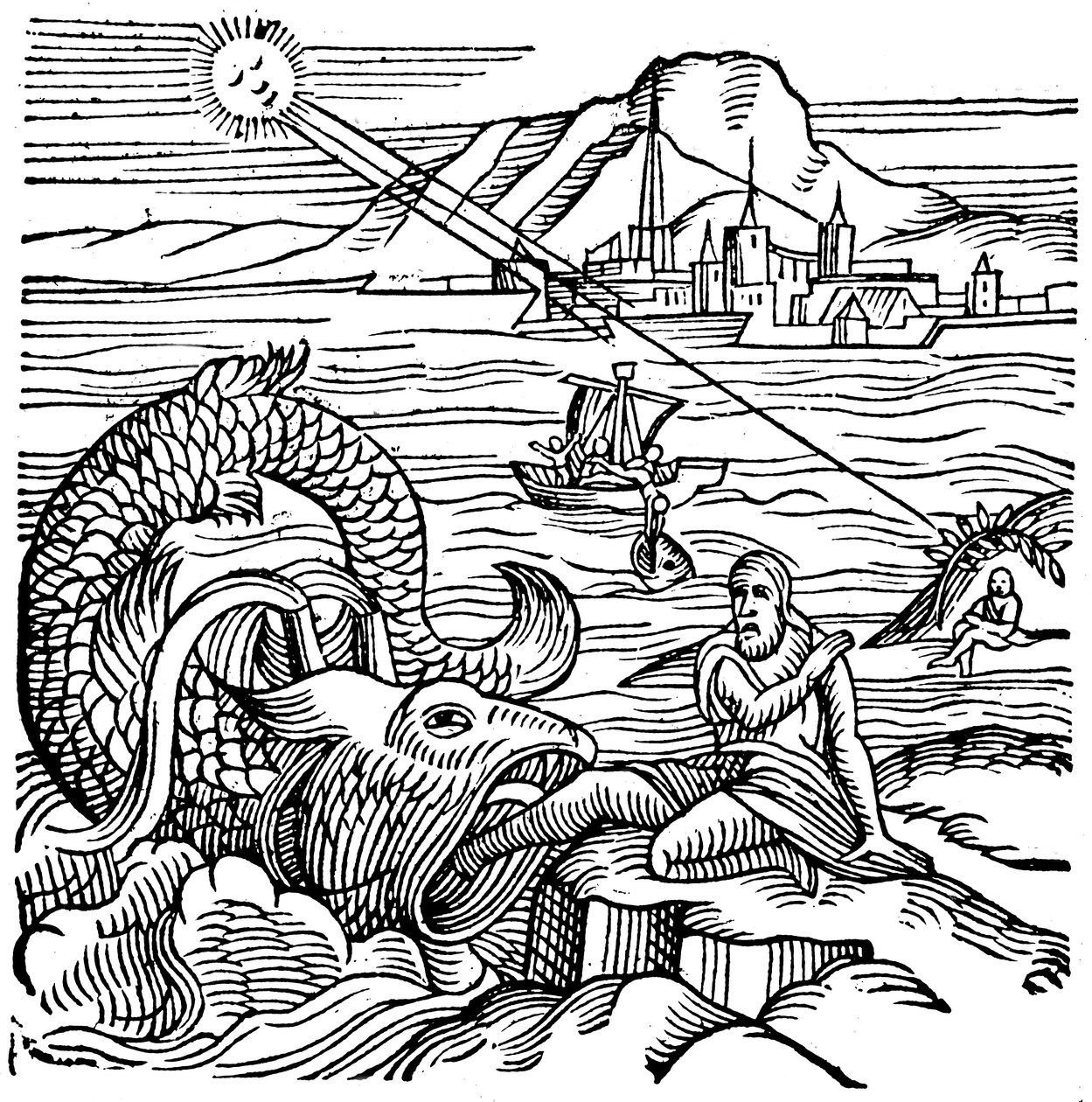 Jona spyddes upp av valen, 1557 av Unbekannt