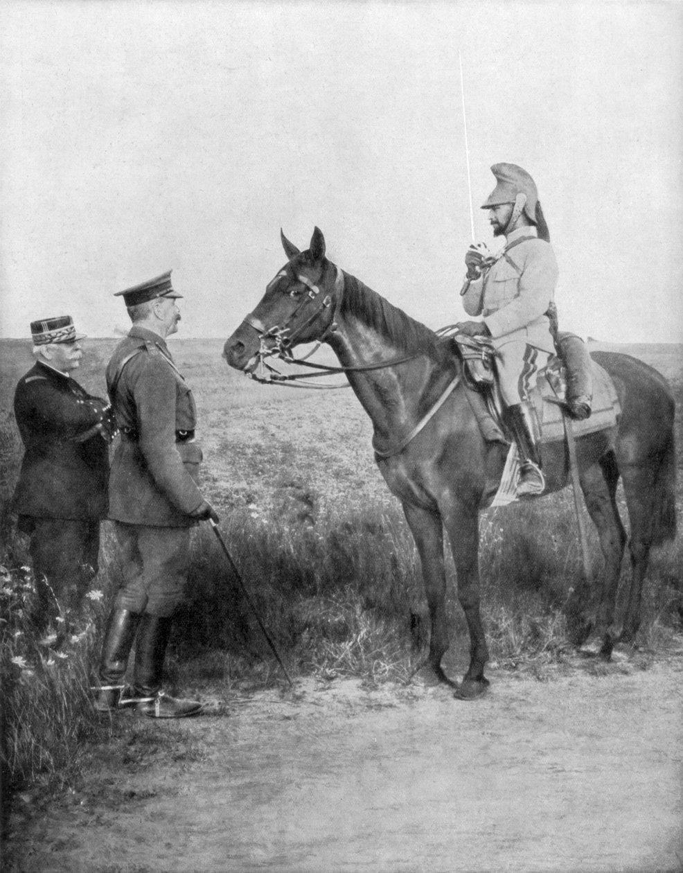 Joseph Joffre, Lord Kitchener och general Baratier, Frankrike, första världskriget, 16 augusti 1915 av Unbekannt