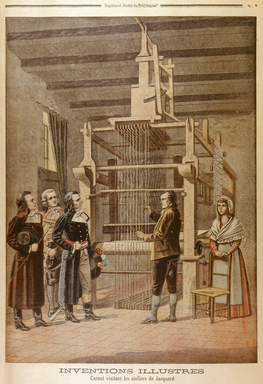 Joseph Marie Jacquard, visar sin vävstol för Lazare Carnot, Lyon, Frankrike, 1801 1901 av Unbekannt