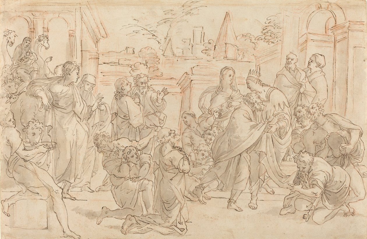 Josef och hans bror i Egypten [verso], 1600-talet. av Unbekannt