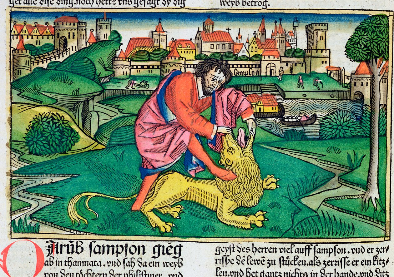 Domarboken 14:5-9: Simson dödar lejonet av Unbekannt