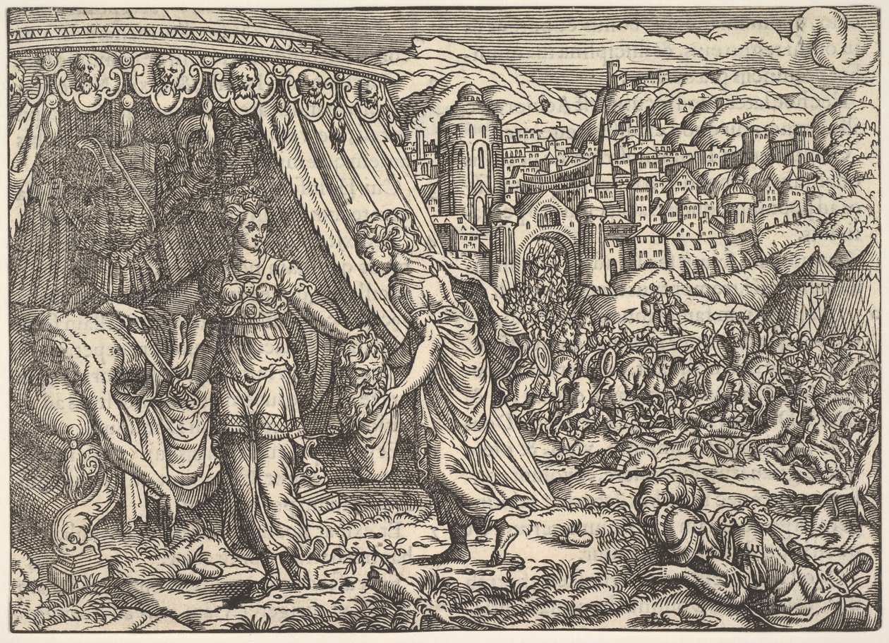 Judith och Holofernes, från Biblia, Frankfurt, 1564. av Unbekannt