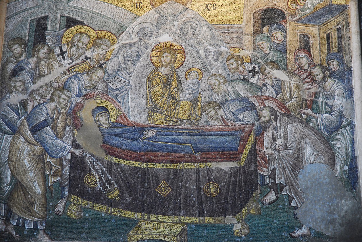 Kariye Camii (St Sauveur In Chora Church) fresk: Dormition (Marias död), Istanbul, Turkiet av Unbekannt